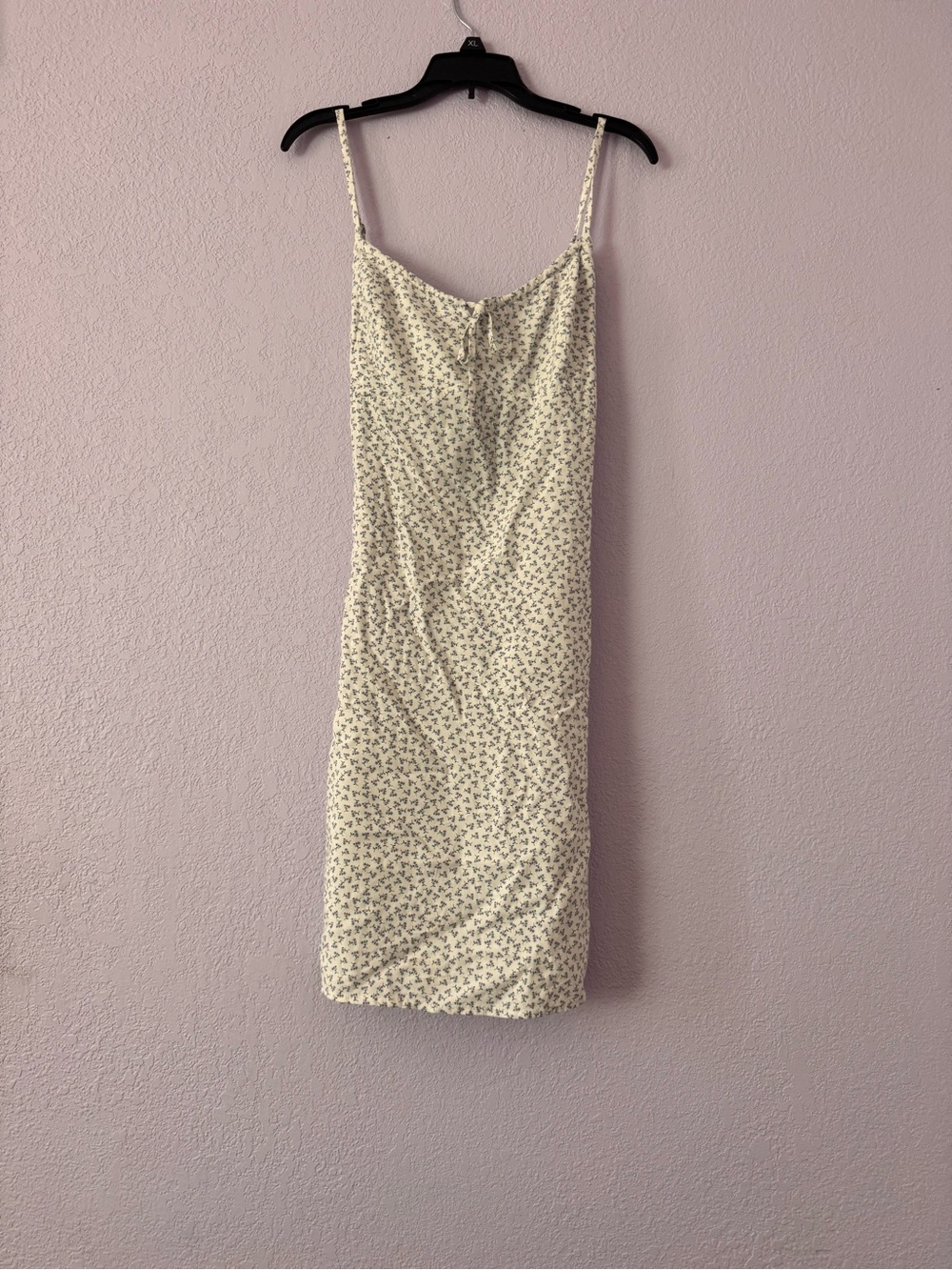 Brandy Melville Cream Floral Mini Dress with Spaghetti Straps